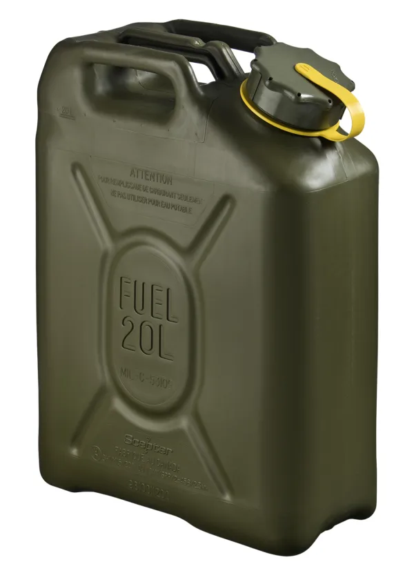 05939 Scepter Military Fuel Canister 20L Olive Drab / Yellow strap notes DIESEL